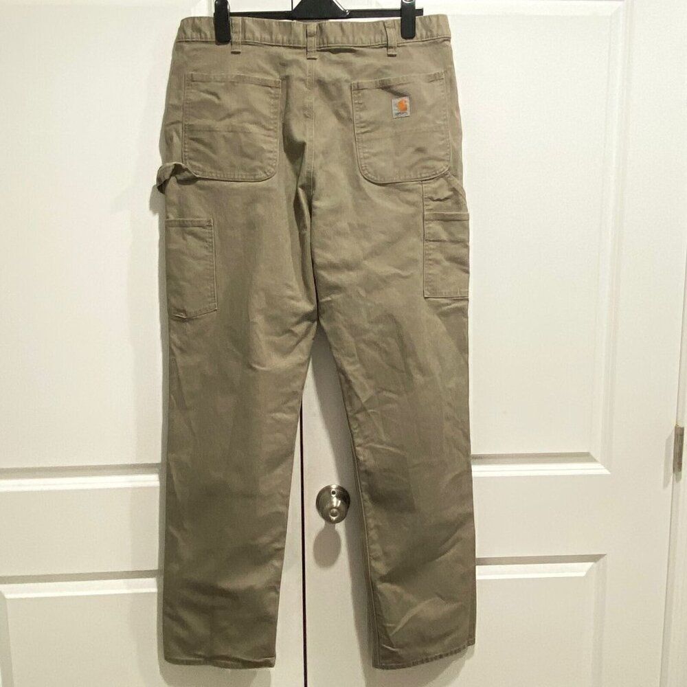 Carhartt‎ Mens 38x34 Duck Carpenter Workwear Relaxed Fit Tan Khaki Pants